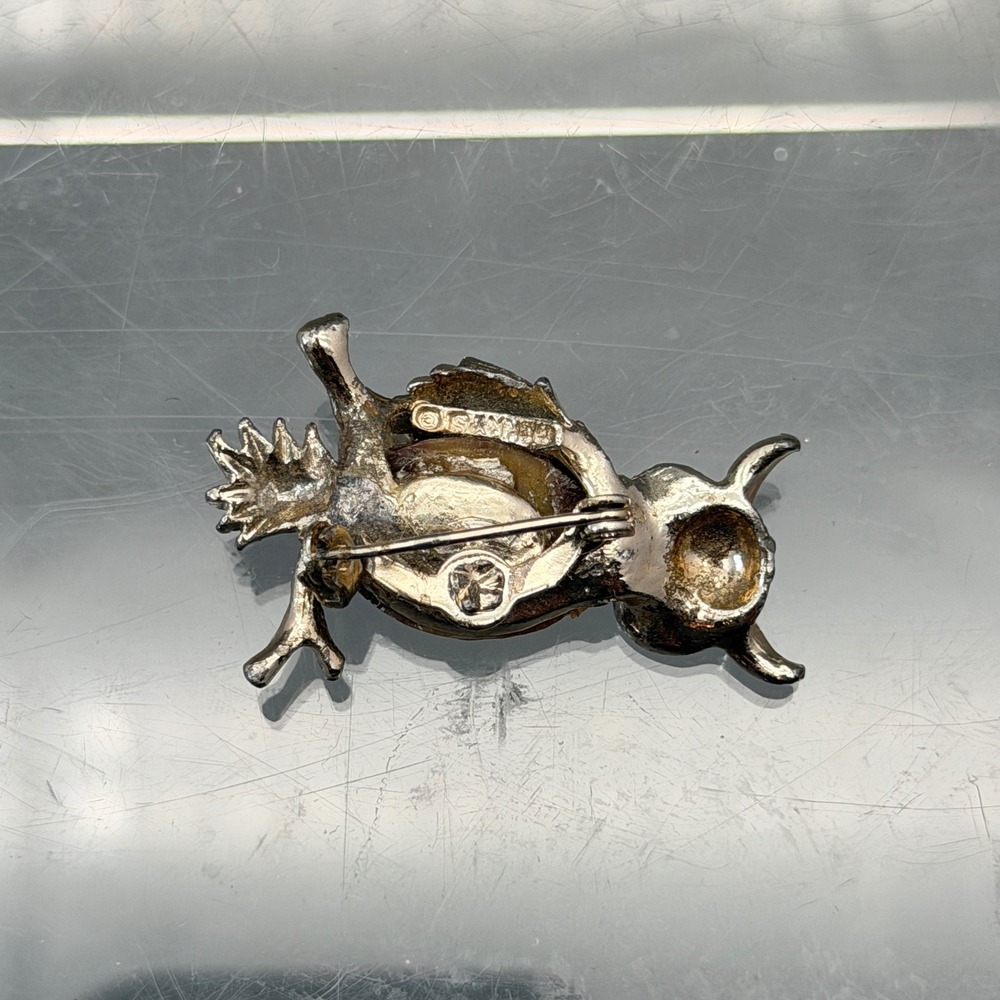 Gerry's Signed Vintage Owl Amber Glass Jelly Belly Brooch Pin Autumn Very Nice - Picture 3 of 6